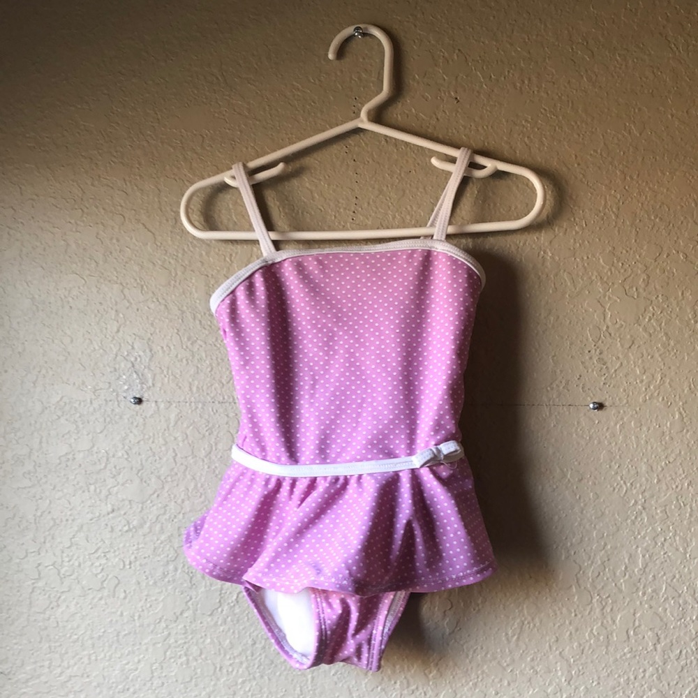 Girls Swimsuit Circo Light Purple & White Polka Dot Swimsuit Toddler Girls 2T